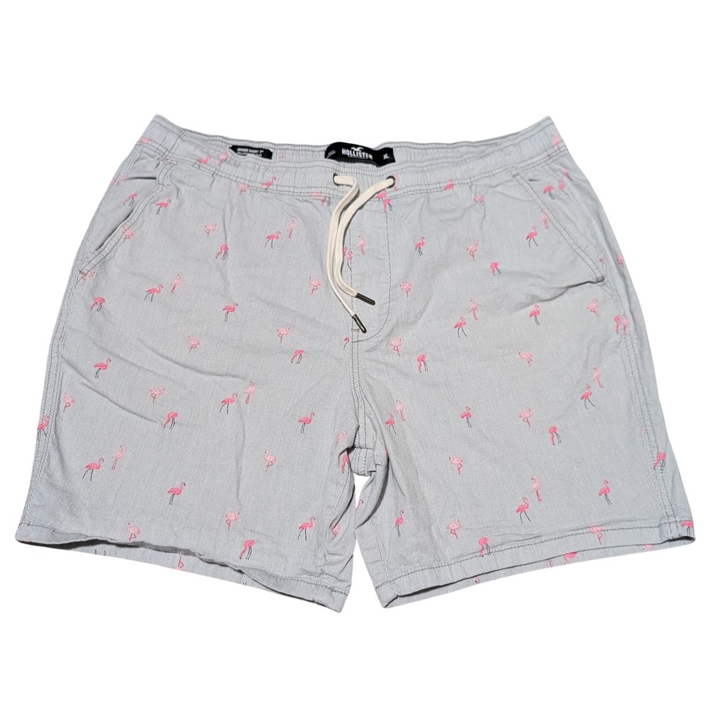 Hollister Jogger Shorts Mens XL Grey Flamingo Epic Flex 7" Inseam Striped Casual